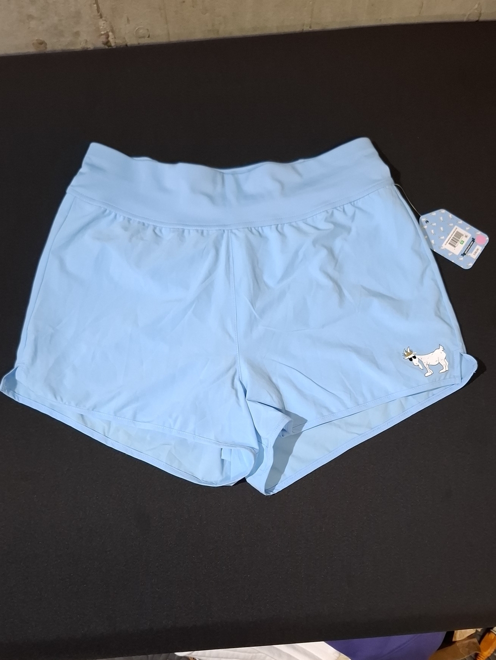 Goat USA Light Blue Women's Lined Athletic Shorts with Goat Patch
